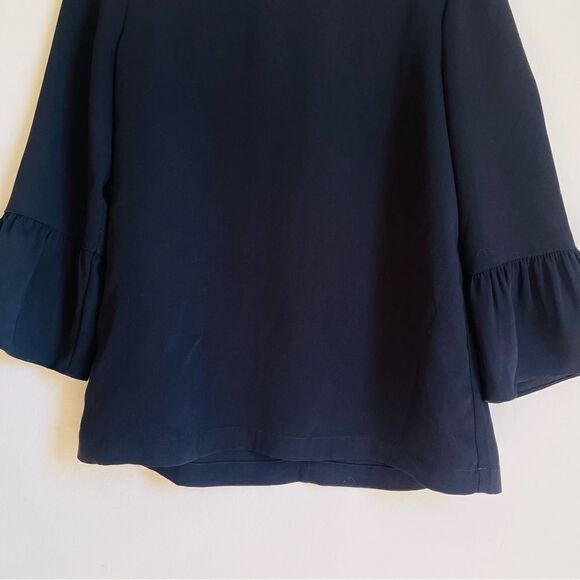 MADEWELL Black Bell-Sleeve Top 3/4 Sleeve Keyhole Back S - Picture 6 of 12